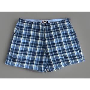 CHAPS Men's Shorts 42 Blue Plaid 100% Cotton Casual Golf Summer Travel Classic